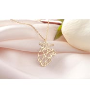 Origami Kalp Model Kolye 925K Gümüş Sevgiliye Hediye (Gold)