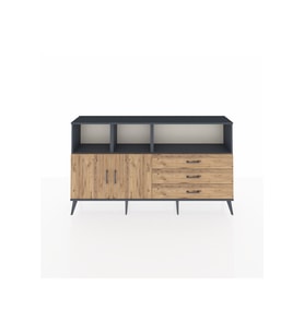 Arges Konsol 5 Raflı 3 Çekmeceli 2 Kapaklı 176x30x99 Antrasit-Çam