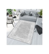 Rovigo Home Dijital Baskı Yıkanabilir Kaymaz Taban Salon Halısı RVG1003 50x80 cm (Koyu Gri)