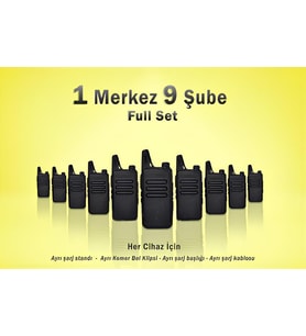 Çaycı Telsizi 1 Merkez 9 Şube Full Set (Siyah)