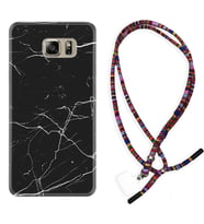 Samsung S7 Edge S20 Fe Plus Ultra S21 S22 Kılıf Boyun Asklı Rasta Silikon Siyah Mermer 1299