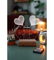 Anneler Günü, Sevgiliye 2 Kalp 16 Renk Kumandalı 3D Gece Lambası