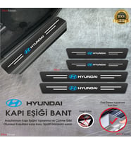 Hyundai Logolu Karbon Kapı Eşiği Koruyucu Suni Deri 4'lü Set