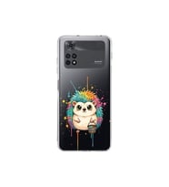 Poco M4 Pro ile Uyumlu Splash Kirpi Tasarımlı Şeffaf Silikon Kılıf