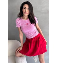 Nare Pembe Yıkamalı Nakışlı Body (Pembe)