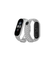 Mi Band 4 Spor Delikli Kordon - Gri-Beyaz