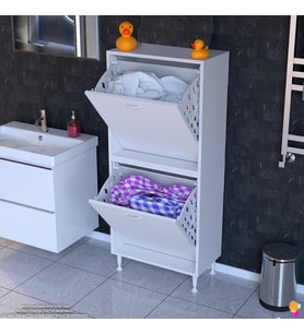 Modilayn İLKİM Modern Çamaşır Ünitesi, 60x138x32,5 cm Gizli 4 Göz Minimalist Akıllı Sepetli Dolap