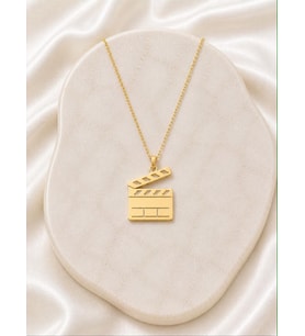 Kişiye Özel 925 Ayar Gümüş Sinema Klaket Figürlü Kolye (Gold)