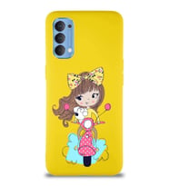 Oppo Reno 4 Soft Premier Kapak Vespagirl Tasarımlı Silikon Kılıf - Sarı (Şeffaf)