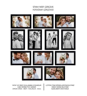 12 Adet 15x21 Çerçeve - Mdf Çerçeve - Fotoğraf Çerçevesi (Siyah)
