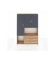 Arges Dolap 6 Raflı 3 Çekmeceli 3 Kapaklı 132x30x195 Çam-Antrasit/Çam