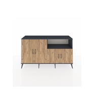 Kronos Konsol 6 Raflı 4 Kapaklı 176x59x99 Antrasit-Çam/Antrasit