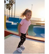 LCW Kids Siyah Beli Lastikli Fiyonk Baskılı Kız Çocuk Tayt
