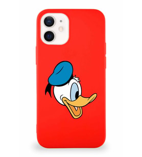 Apple iPhone 12 Mini Soft Premier Kapak Donald Duck-F Tasarımlı Silikon Kılıf - Kırmızı (Şeffaf)
