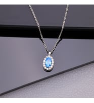 925 Ayar Gümüş Aquamarine Taşlı Oval Kolye