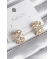Pirinç Gold Renk Zirkon Taşlı Kadın Küpe