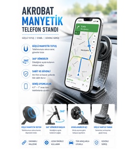 Katlanabilir 360° Döner Manyetik Araç Telefon Tutucu