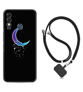 Tecno Spark 8T Kılıf Resimli Boyun Askılı İpli Desenli Silikon Series Moon Star 1851