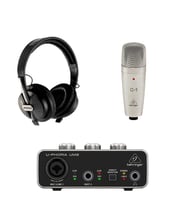 Behringer U-PHORIA STUDIO USB Ses Arayüzü, Kondenser Mikrofon, Stüdyo Kulaklıkları ve Daha Fazlası ile Eksiksiz Kayıt/Pod Yayını Paketi