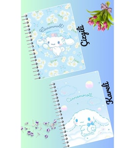Cinnamaroll defter seti 2 adet A4 boyutu 21*30 çizgili + kareli 60 syf