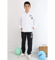 Breeze Erkek Çocuk Eşofman Takımı Kapüşonlu Fermuarlı Bağcık Aksesuarlı 8-14 Yaş, Beyaz
