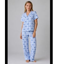 Night Kurdele Desenli Çizgili Bürümcük Pijama Takımı 4645