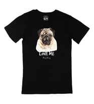 Love Me Pug Dog Siyah Tişört