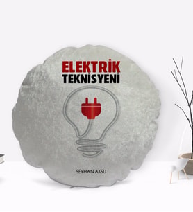 BK Gift Kişiye Özel İsimli Elektrik Teknisyeni Tasarımlı Dekoratif Kırlent Yastık-1