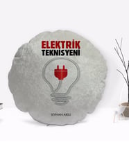 BK Gift Kişiye Özel İsimli Elektrik Teknisyeni Tasarımlı Dekoratif Kırlent Yastık-1
