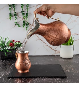 Dmt Copper Gaziantep Bakır El Dövmesi Işlemeli Otantik Sürahi-Bardak Seti (OTANTİK KUTULU)Hediyelik