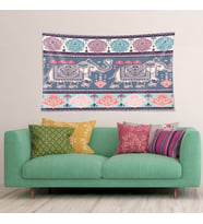 İndia Fil Desen Etnik Leke Tutmaz Kadife Dokulu Kumaş Duvar Örtüsü Duvar Halısı Tapestry (Karışık)