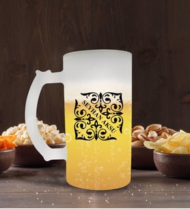 BK Gift Kişiye Özel İsimli Buzlu Cam Bira Bardağı 50cl-10 (Beyaz)