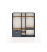 Arges Dolap 7 Raflı 4 Çekmeceli 3 Askılı 220x30x243 Antrasit-Çam/Antrasit