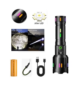PS-9885 Profesyonel Zoomlu 50W Şarjlı Powerbank Avcı Polis El Feneri
