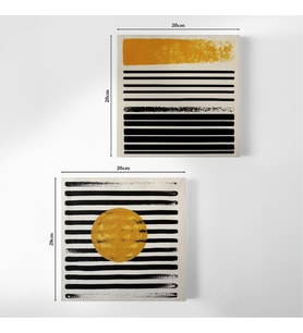 Modern Minimalist 20x20 cm 2’li Illustrasyon Kanvas Tablo – Dekoratif ve Zarif Hediye (Çok Renkli)