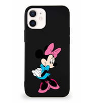Apple iPhone 12 Mini Soft Premier Kapak Minnie Mouse-F Tasarımlı Silikon Kılıf - Siyah (Şeffaf)