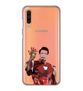Samsung Galaxy A70 Uyumlu Iron Man Desenli Şeffaf Telefon Kılıfı