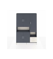 Arges Dolap 10 Raflı 2 Çekmeceli 5 Kapaklı 132x30x195 Antrasit-Antrasit/Aytaşı