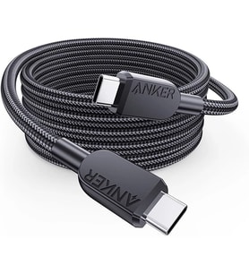 240 W USB-C - USB-C Kablosu, 90 cm Çift Örgülü Naylon Tip-C Şarj Kablosu, Siyah - A81C5