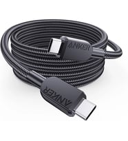 240 W USB-C - USB-C Kablosu, 90 cm Çift Örgülü Naylon Tip-C Şarj Kablosu, Siyah - A81C5