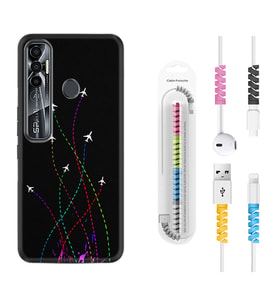 Tecno Spark 6 6 Go 8C 8 Pro 7 7 Pro Kılıf Kablo Koruma Spiral Silikon Line Planet 1736
