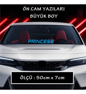 PRİNCESS ön arka cam uyumlu sticker yazı - Büyük boy spor tuning modifiye etiket