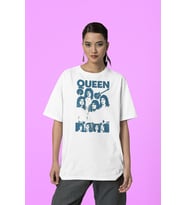 Queen Temalı Baskılı Unisex Tişört, Oversize Müzik Grubu Baskılı Tişört