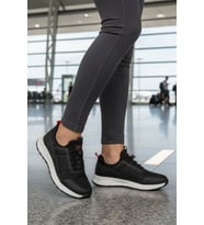 Walkway Siyah Hafif Esnek Kilit Bağcıklı Unisex Spor Ayakkabı Nans 6006 G (Siyah-Kırmızı)