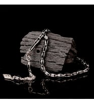 Siyah Renk Mine İşlemeli Metal 6 Yarma Model Tesbih (Gri)