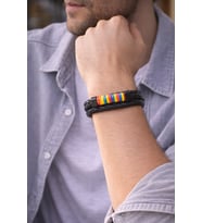 Urban Spectrum – Multicolor Detaylı Hakiki Deri Erkek Bileklik