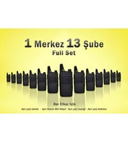 Çaycı Telsizi 1 Merkez 13 Şube Kulaklık Hediyeli Full Set (Siyah)