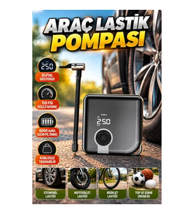 Dijital Ekranlı 150 PSI Kablosuz Taşınabilir Akıllı Hava Kompresörü – 6000 mAh
