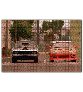 Cakapuzzle Hızlı Öfkeli Kırmızı Siyah Otomobil  Puzzle Yapboz MDF (Ahşap) (120 Parça)