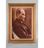 Çerçeveli Paspartulu Atatürk Tablo a85 (Gold)